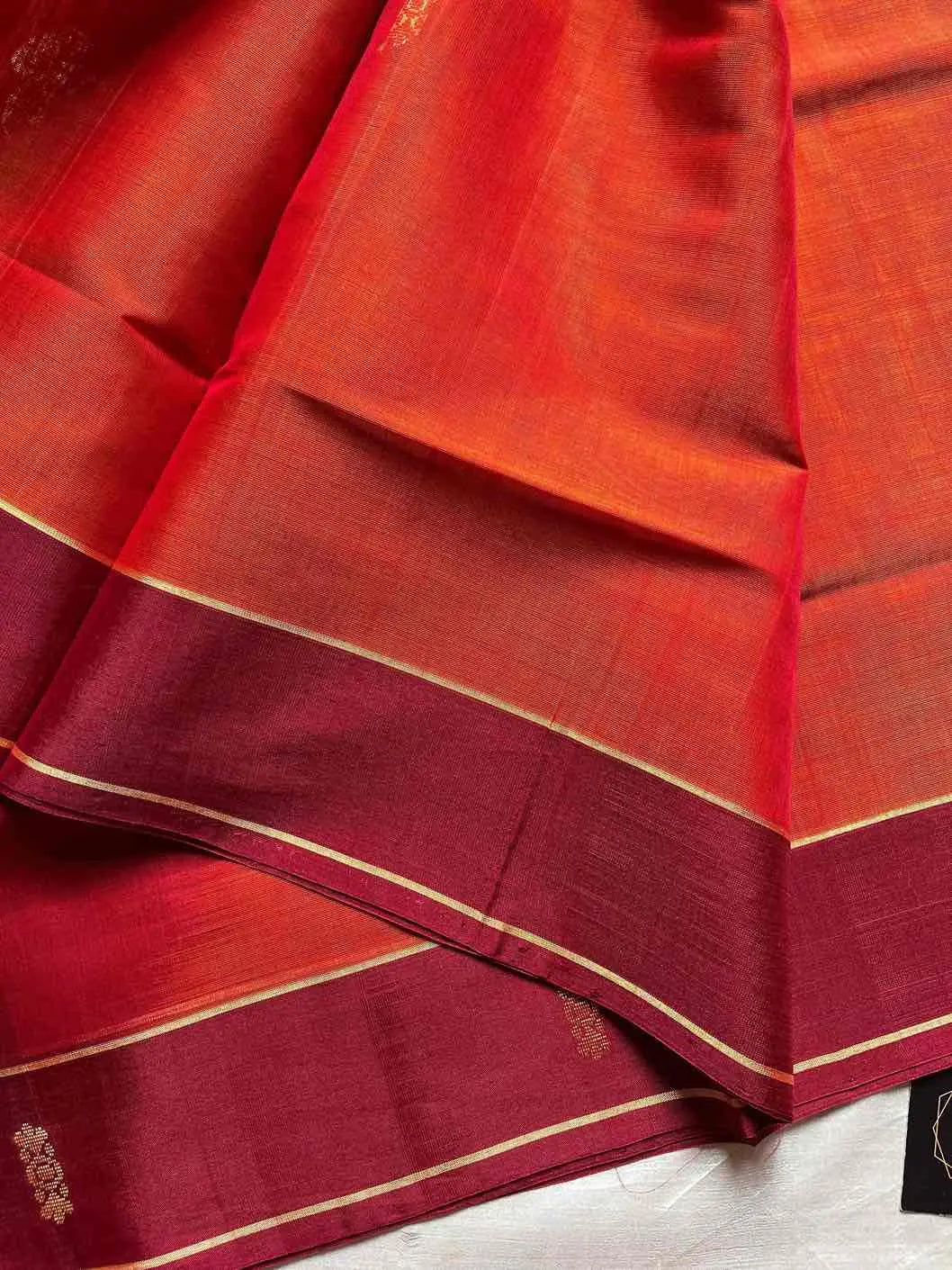 Vegan Weaves – Orange Handloom Art Silk Saree