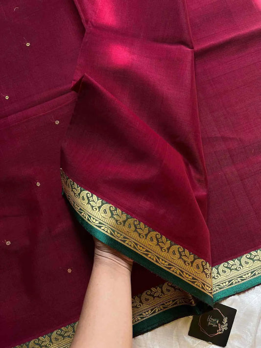 Vegan Weaves – Maroon Handloom Art Silk Saree