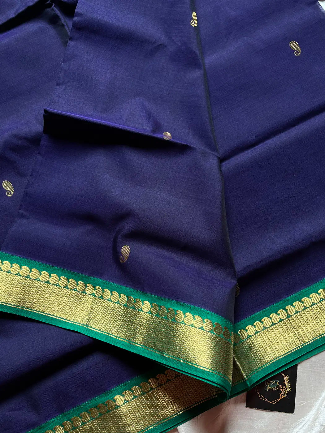 Throne Edit – Blue 120 Counts Mercerised Chettinadu Cotton Saree