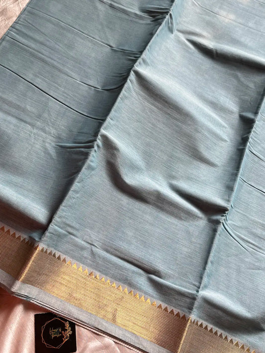 Minimal Border Edit - Pale Blue Chettinadu Cotton Saree
