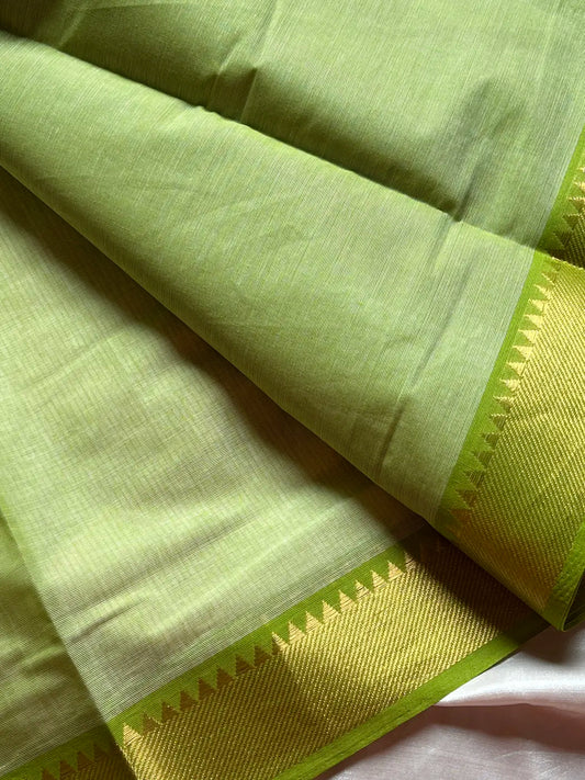 Minimal Border Edit - Green Chettinadu Cotton Saree