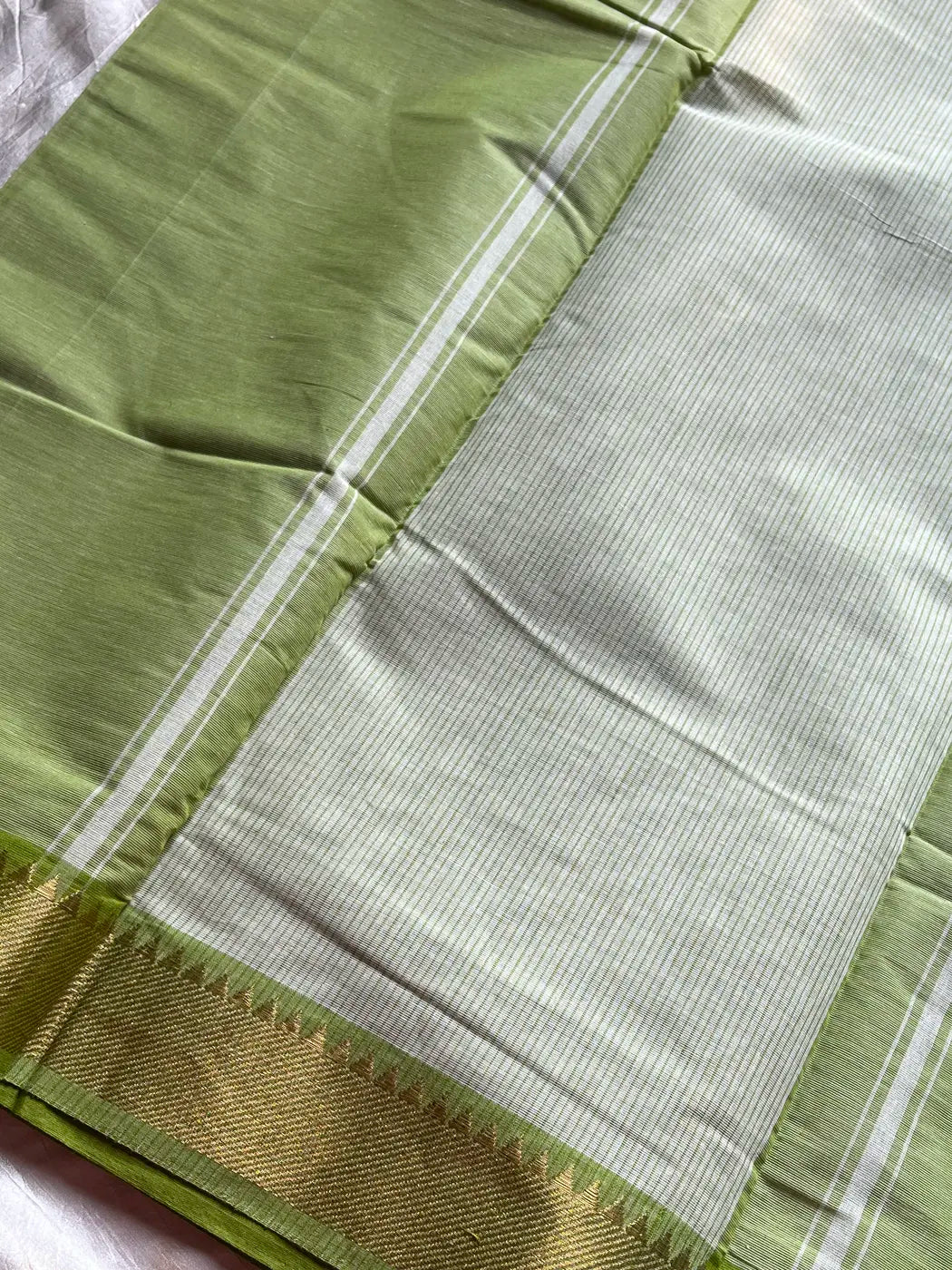 Minimal Border Edit - Green Chettinadu Cotton Saree