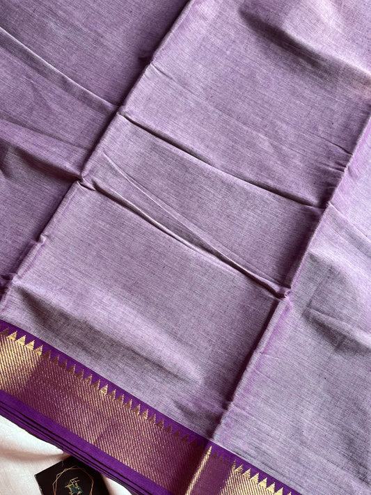 Minimal Border Edit - Lilac Chettinadu Cotton Saree