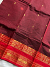 Subtle Weaves | Maroon Kanchi Cotton Saree