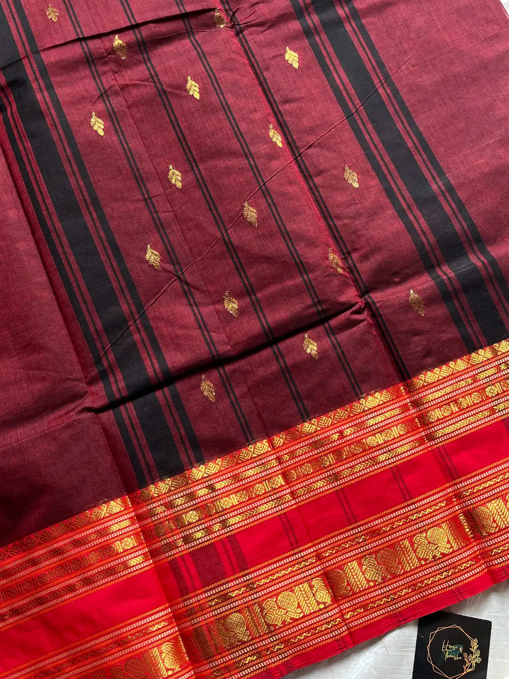 Subtle Weaves | Maroon Kanchi Cotton Saree