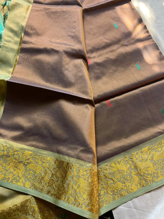Vegan Silks | Chinnalampattu Saree – Pastel Mocha Brown