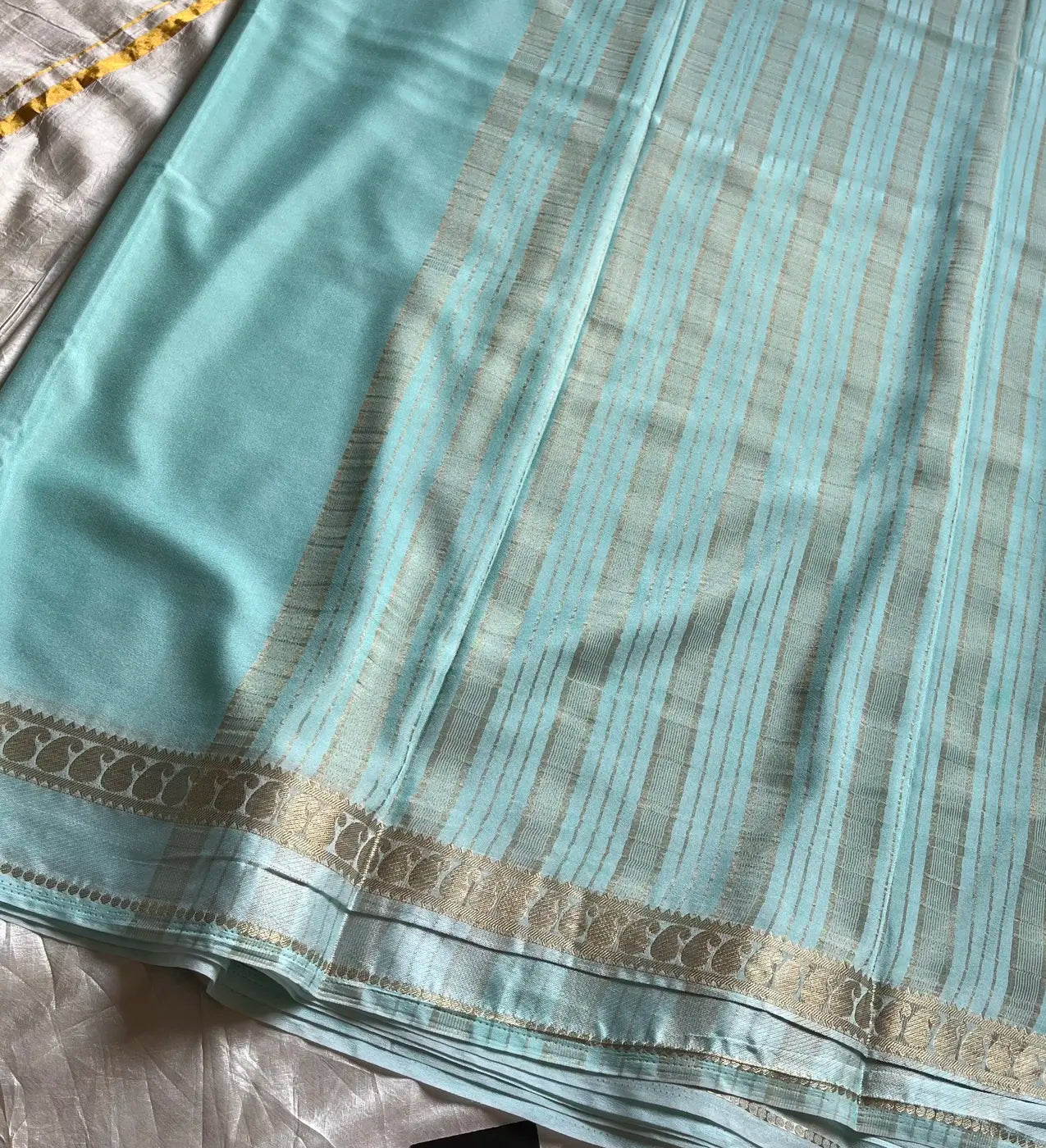 Semi Mysore Silk Saree – Ice Blue