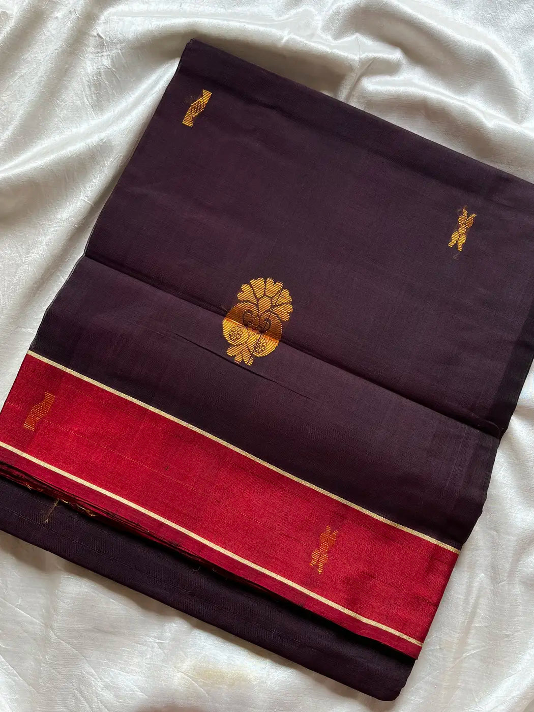Vegan Silk Saree – Coffee Brown | Handloom Art Silk