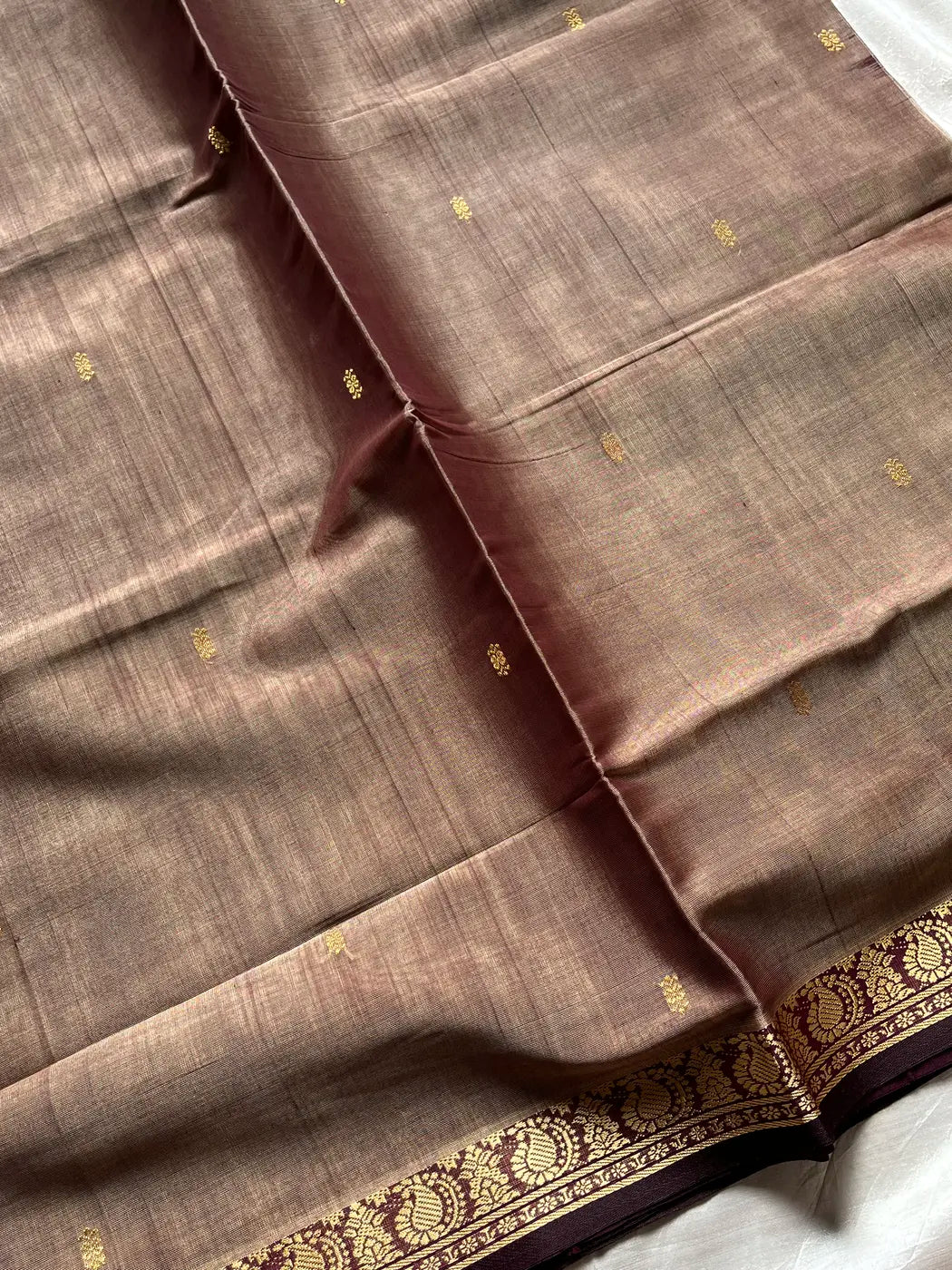 Vegan Silk Saree – Earthy Brown | Handloom Art Silk