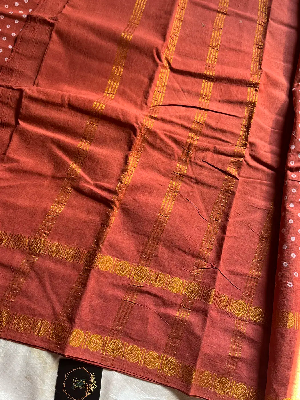 Madurai Sungudi Cotton - Dusty Peach