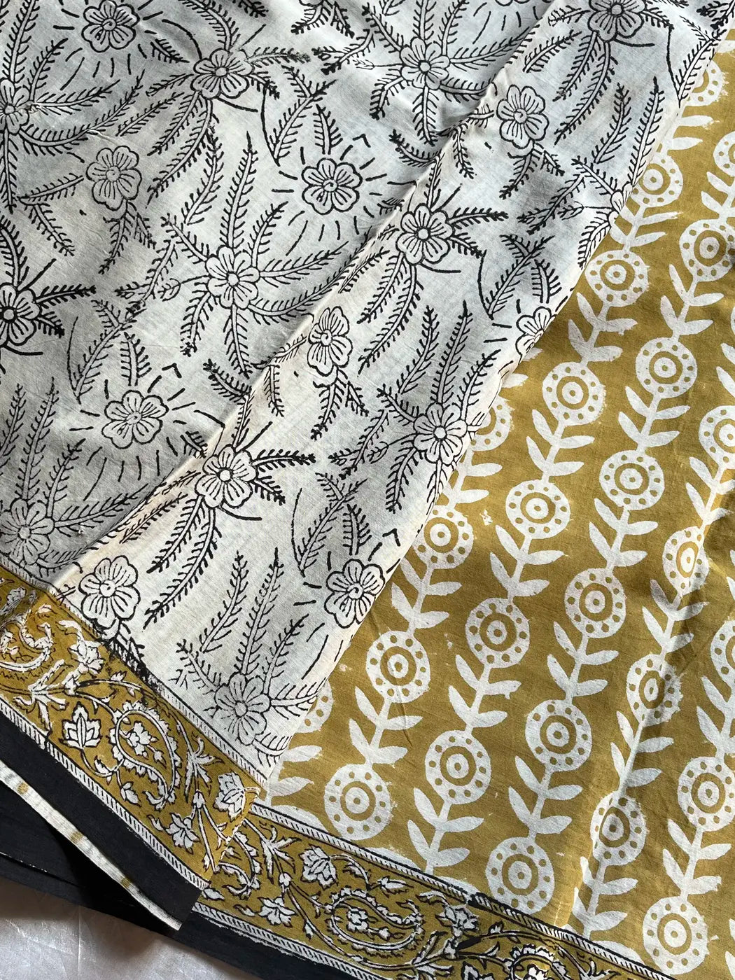 Mulmul Cotton Saree | Hand Block Print – Yellow