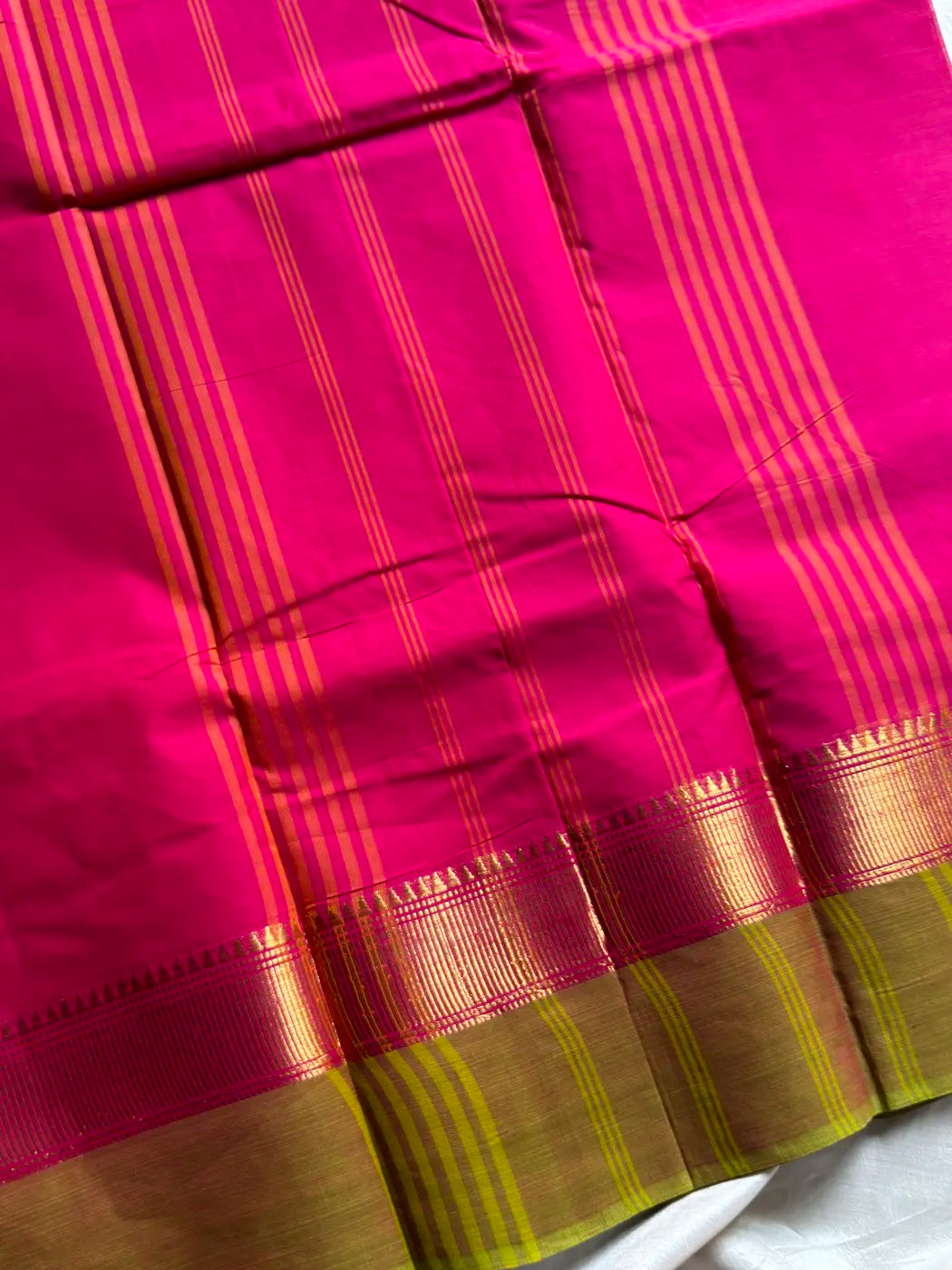 Subtle Weaves | Pink & Green Chettinadu Cotton Saree