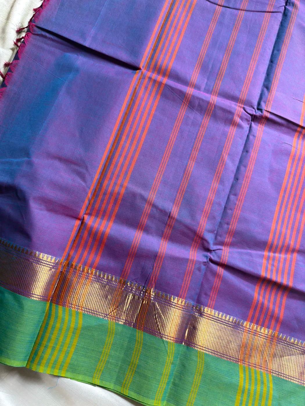 Subtle Weaves | Purple & Green Chettinadu Cotton Saree