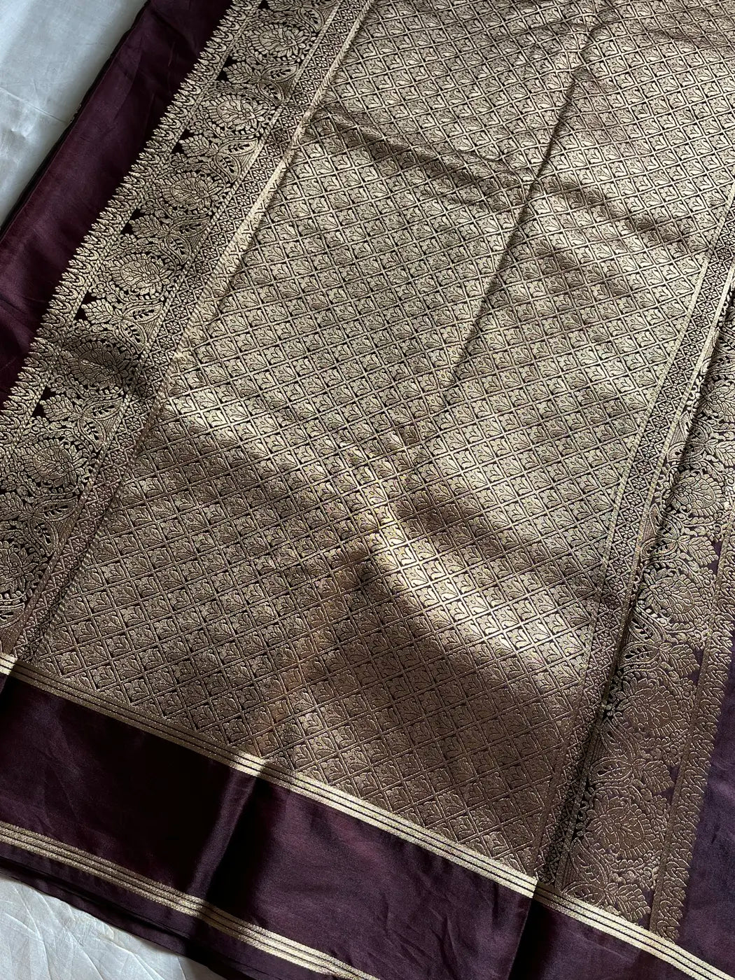 Crepe Silk Saree – Coffee brown