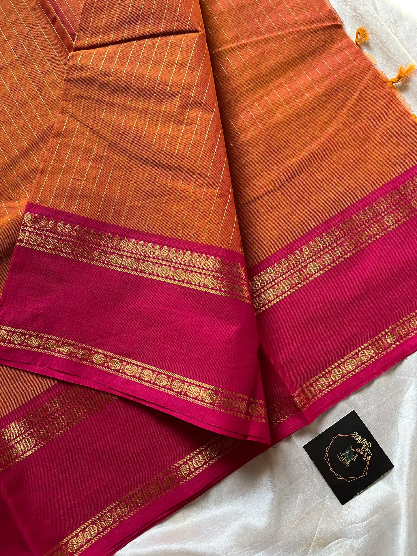 Zari Edition | Orange Kanchi Cotton Saree