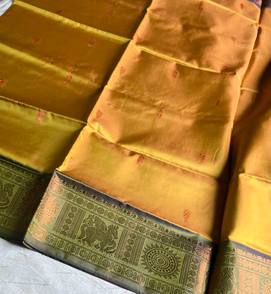Vegan Silks | Chinnalampattu Saree – Golden Yellow