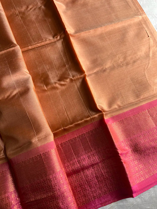 Vegan Silks | Chinnalampattu Saree – Beige & Pink