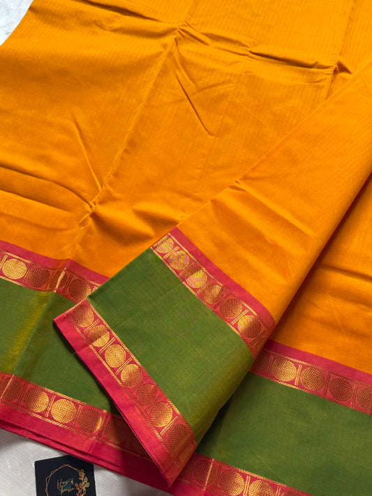Mango yellow Kanchi cotton saree