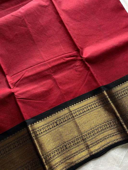 Subtle Weaves | Maroon Kanchi Cotton Saree