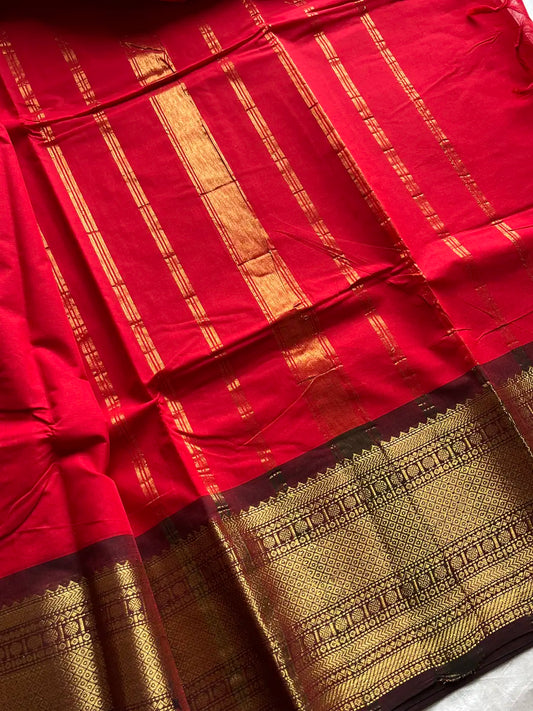 Subtle Weaves | Red Kanchi Cotton Saree