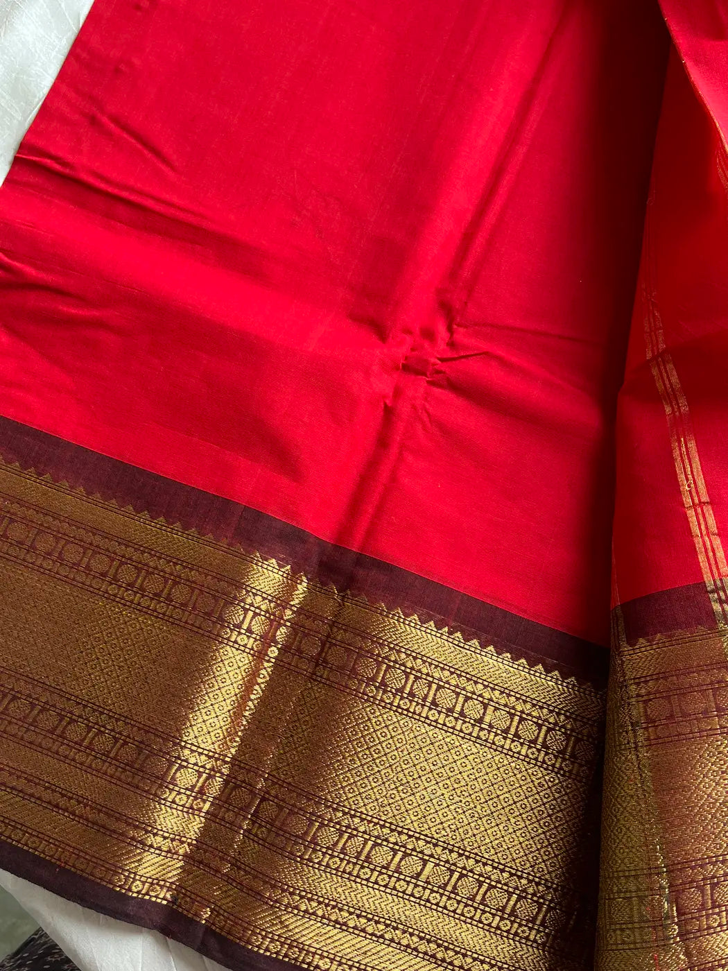 Subtle Weaves | Red Kanchi Cotton Saree