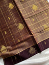 Vegan Weaves –  Pastel brown Checked Handloom Art Silk Saree