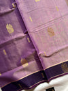 Lavender handloom art silk cotton saree with running blouse – House of Thansha