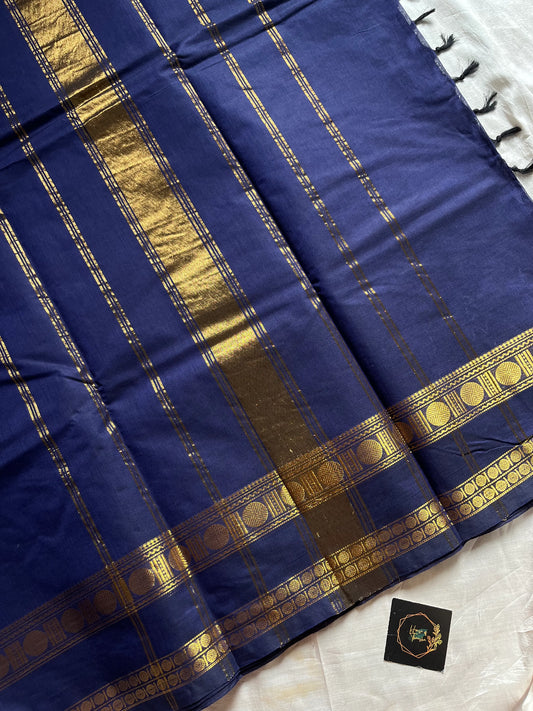 Subtle Weaves – Rich Blue Chettinadu Cotton Saree