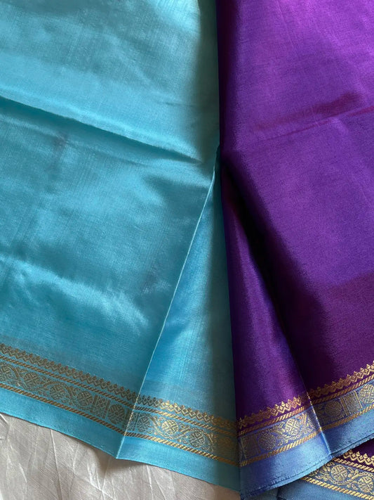 Vegan Silks | Chinnalampattu Saree – Violet & Blue