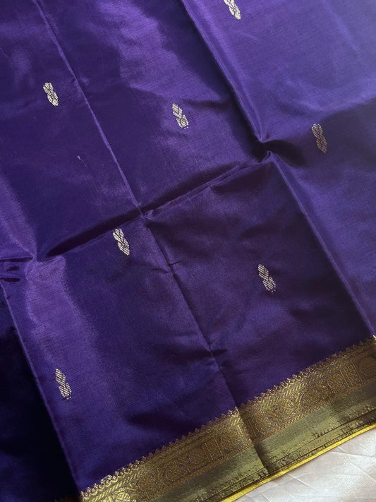 Vegan Silks | Chinnalampattu Saree – Purple & Yellow
