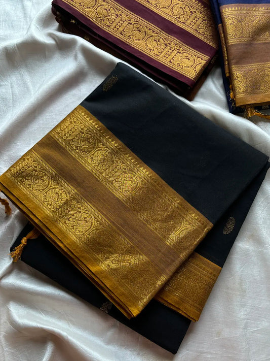 Vintage Loom Edit | Black Kanchi Cotton Saree