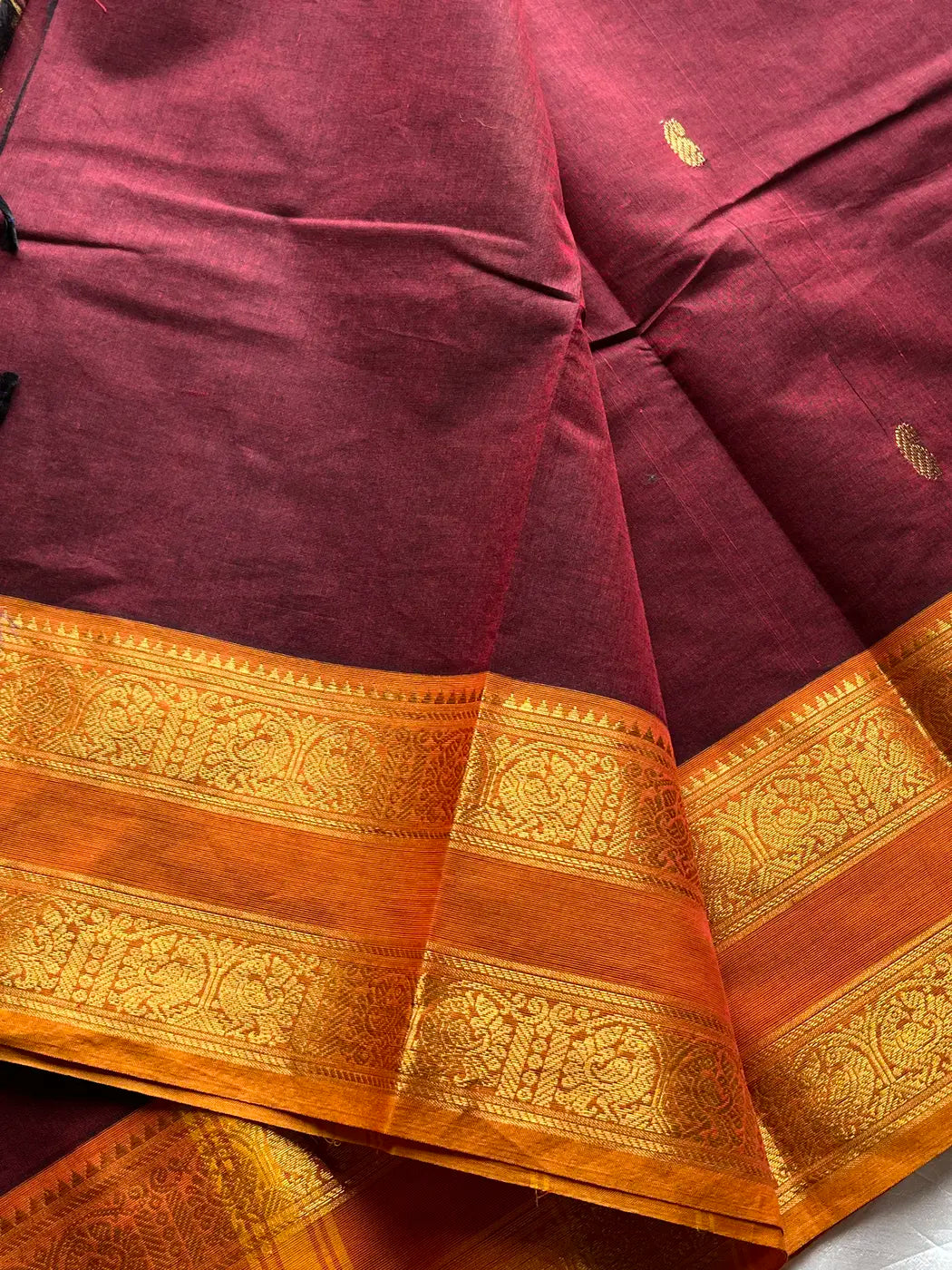 Vintage Loom Edit | Maroon Kanchi Cotton Saree