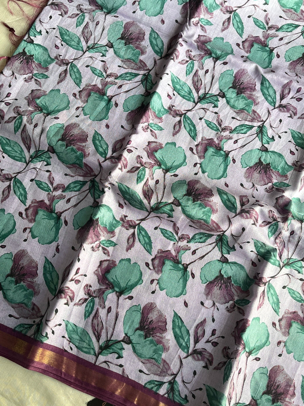 Semi Tussar - Lavender Floral