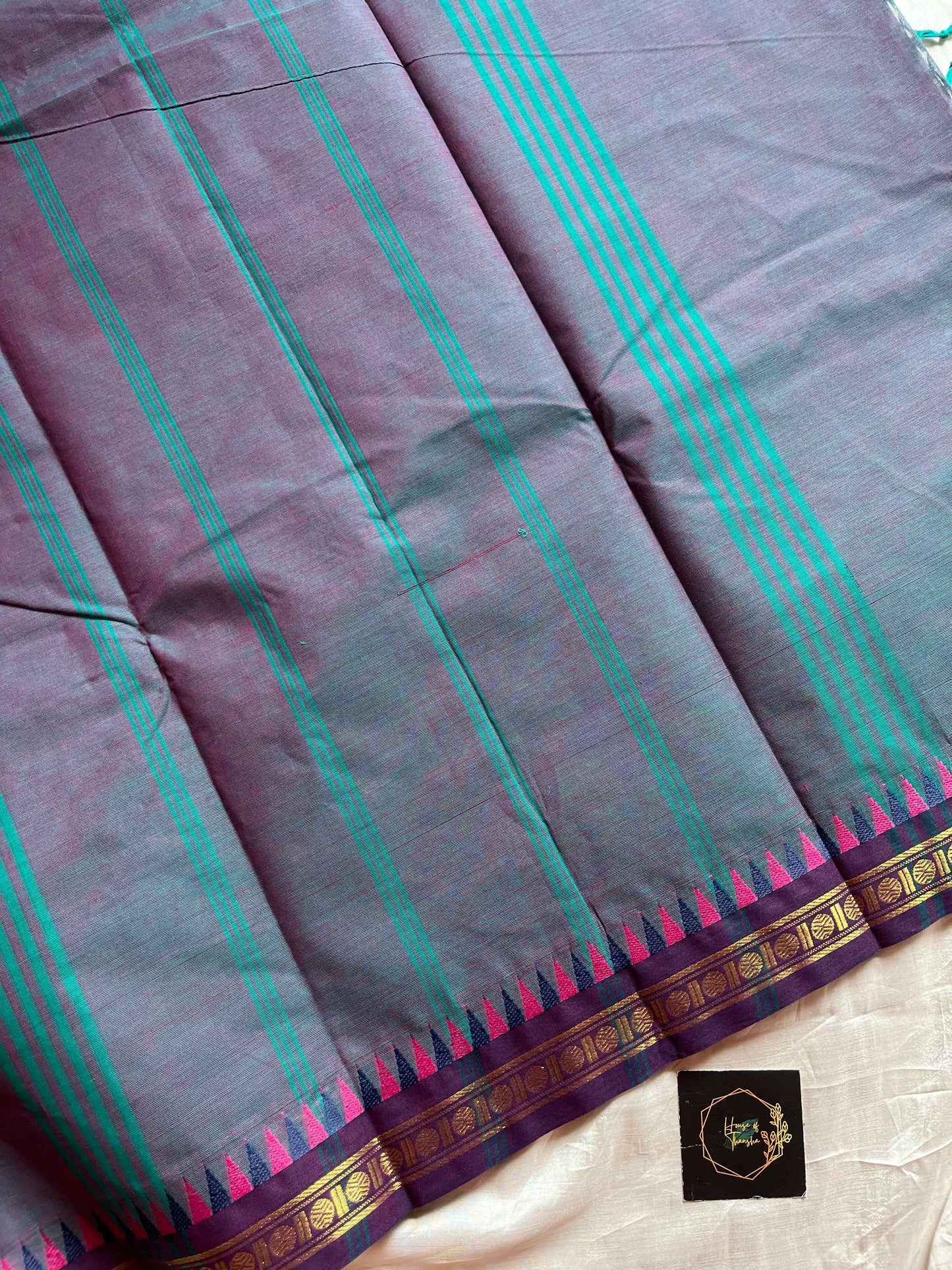 Midnight Violet Kanchi cotton saree with small border – Subtle Weaves collection by House of Thansha