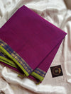 Subtle Weaves Purple Kanchi Cotton Saree with woven detailing and refined small border – House of Thansha