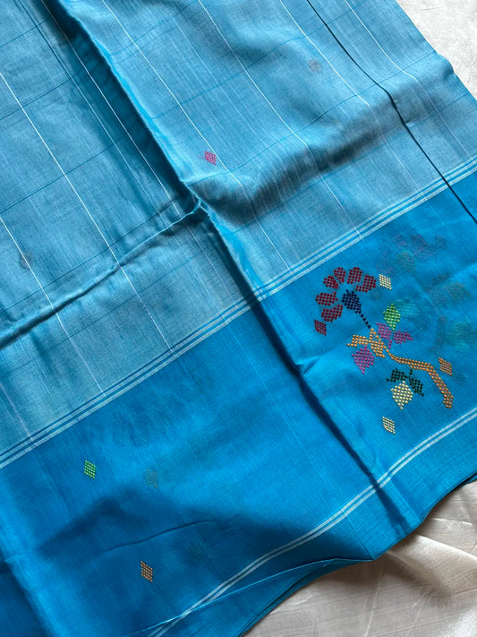 Chedibutta Saree - Handloom Vegan Art Silk - Blue