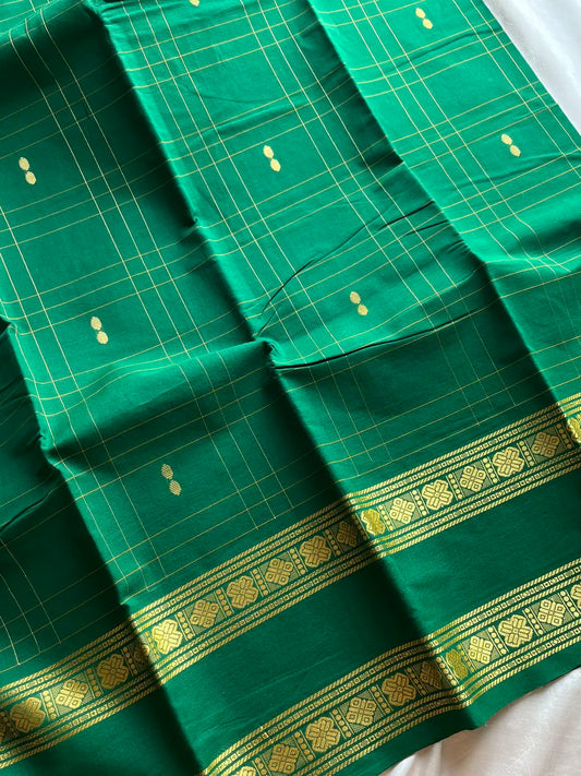 Kandaangi Chettinadu Cotton Saree – Green