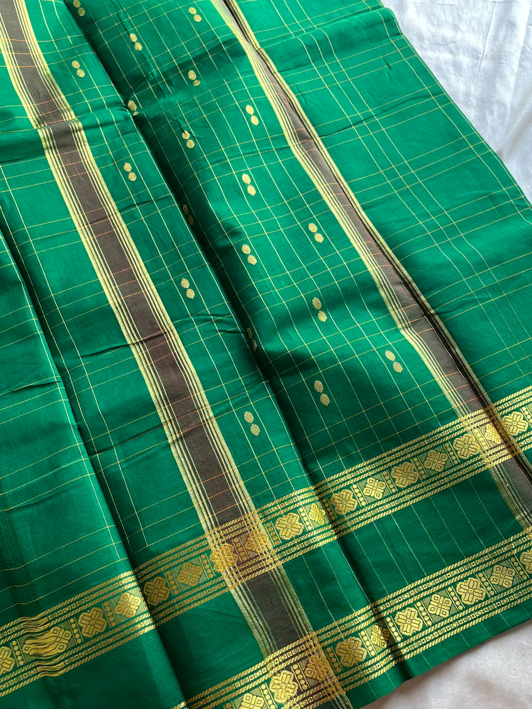 Kandaangi Chettinadu Cotton Saree – Green