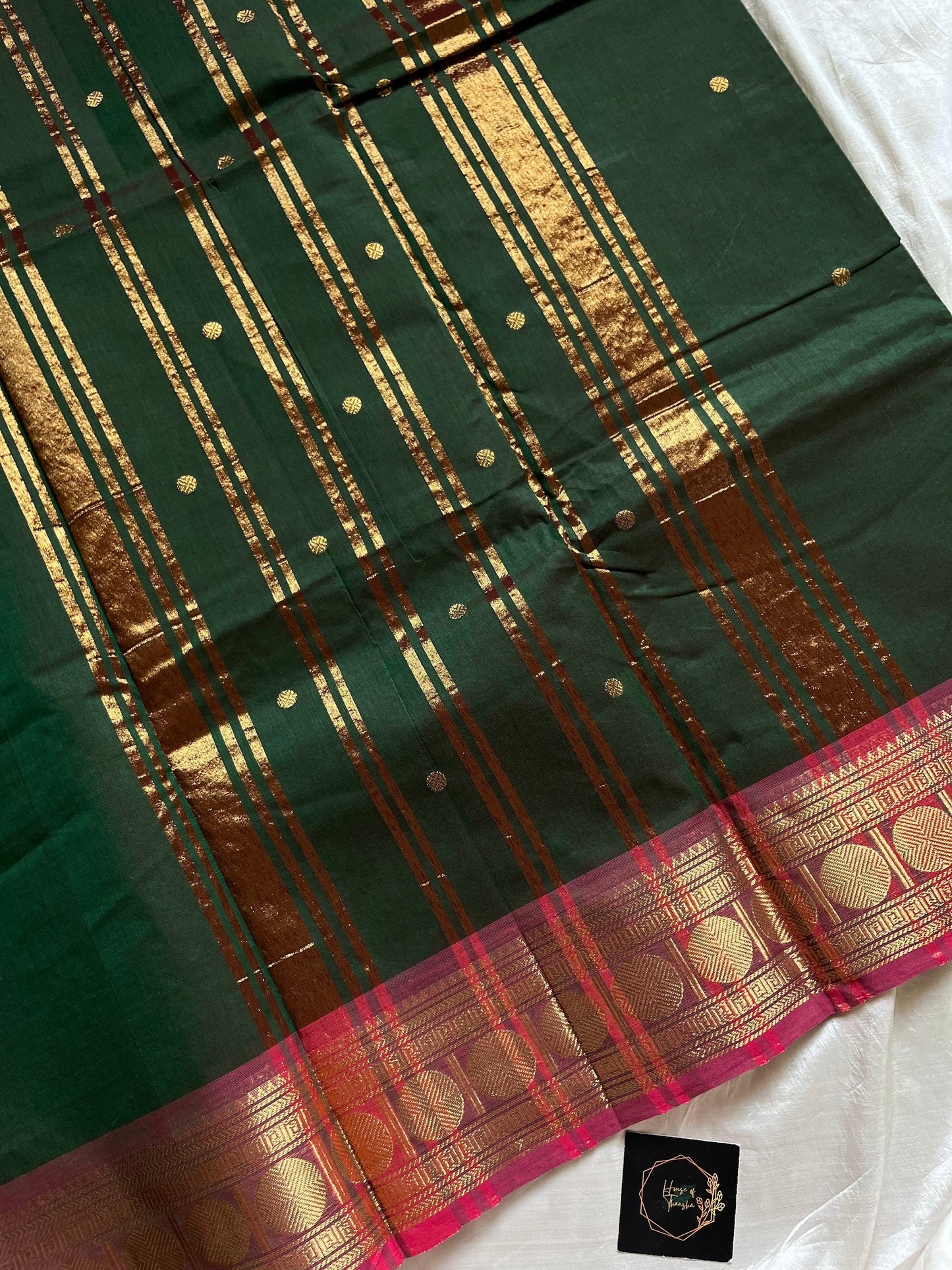 Vintage Loom Edit | Dark Green Kanchi Cotton Saree