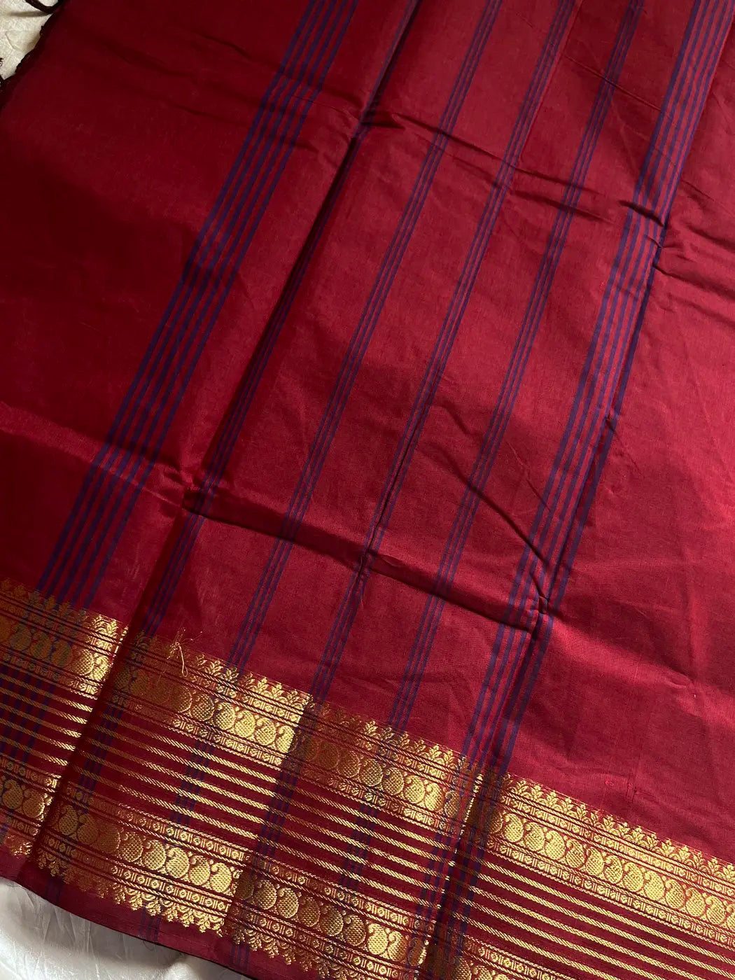 Subtle Weaves | Maroon Kanchi Cotton Saree