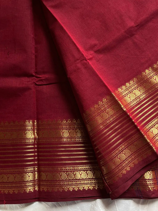 Subtle Weaves | Maroon Kanchi Cotton Saree