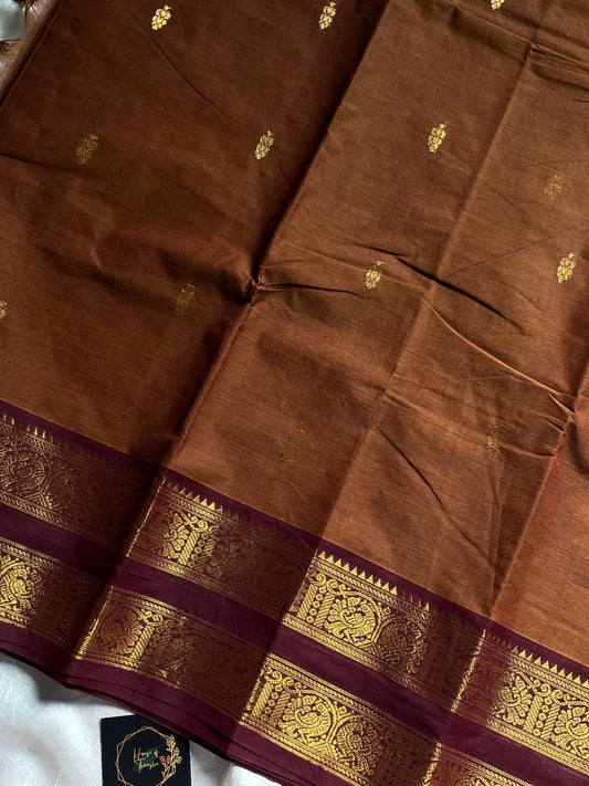 Vintage Loom Edit | Filter Coffee Brown Kanchi Cotton Saree