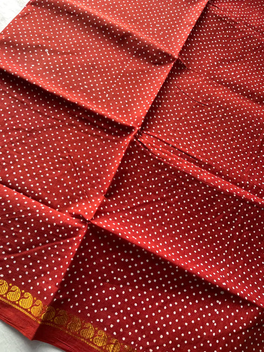 Madurai Sungudi Cotton - Rust Red