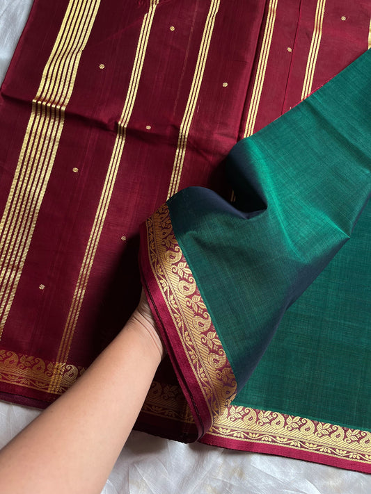 Emerald Green Handloom Art Silk Saree – Vegan Silk by House of Thansha