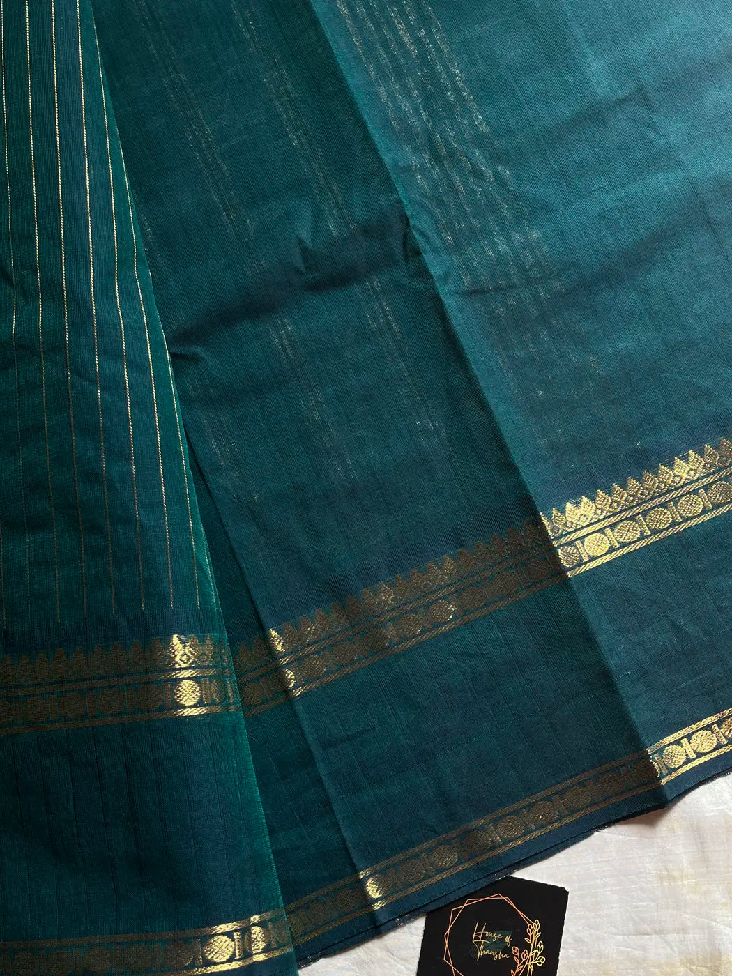 Zari Edition | Peacock Green Kanchi Cotton Saree