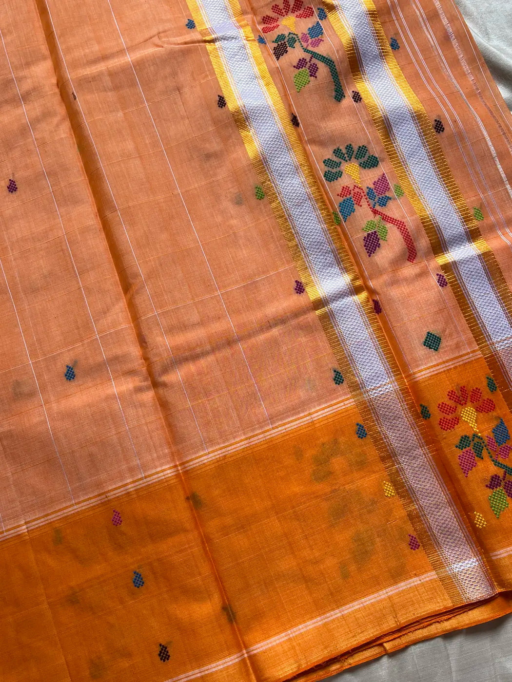 Chedibutta Saree - Handloom Vegan Art Silk - Mango
