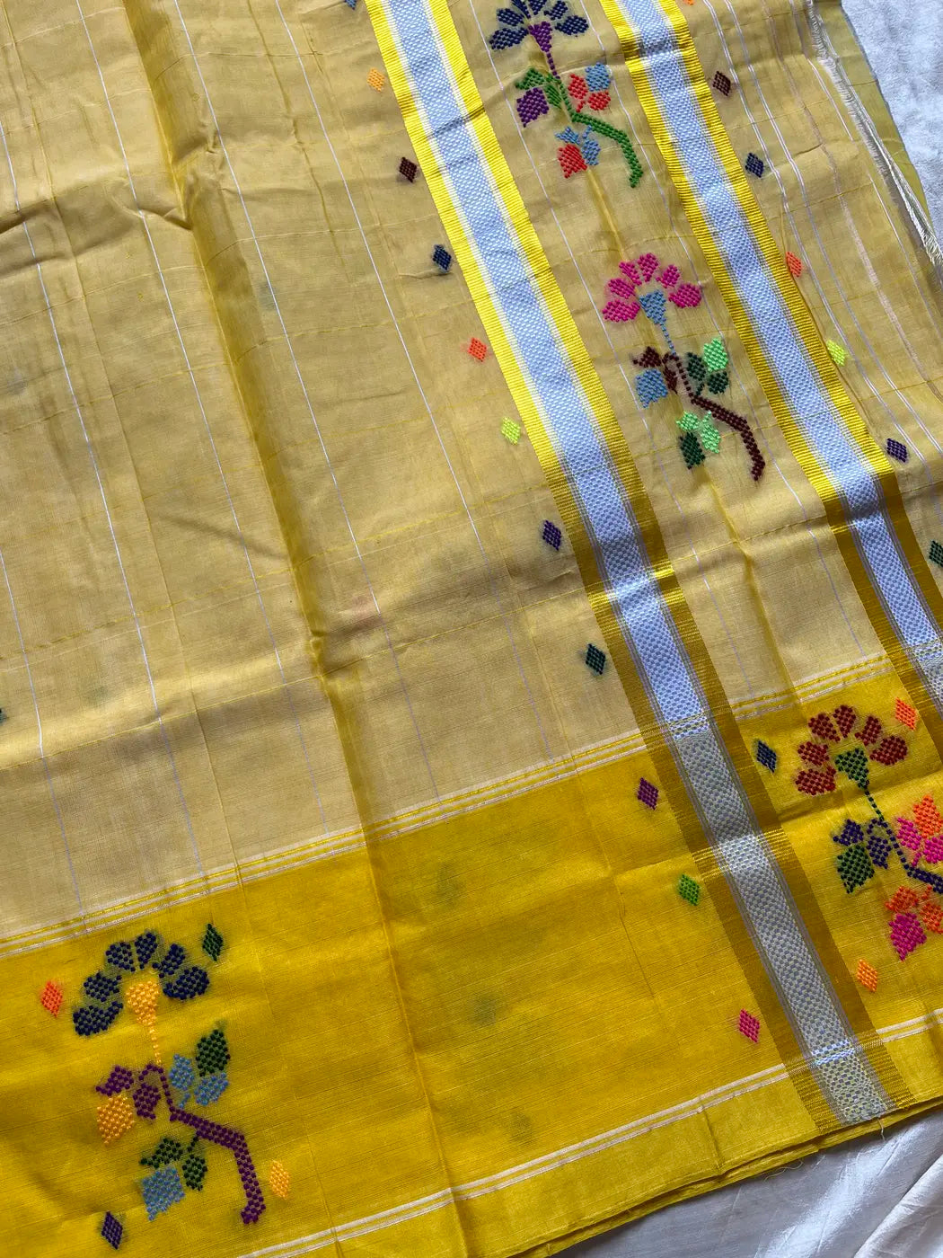 Chedibutta Saree - Handloom Vegan Art Silk - Yellow