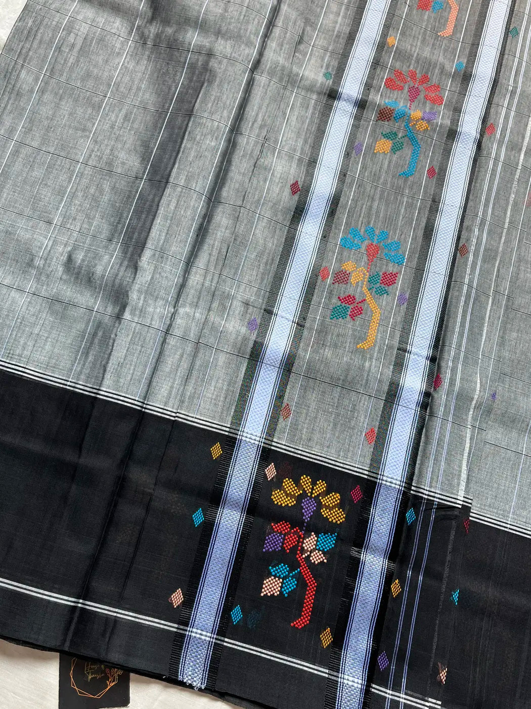 Chedibutta Saree - Handloom Vegan Art Silk - Black