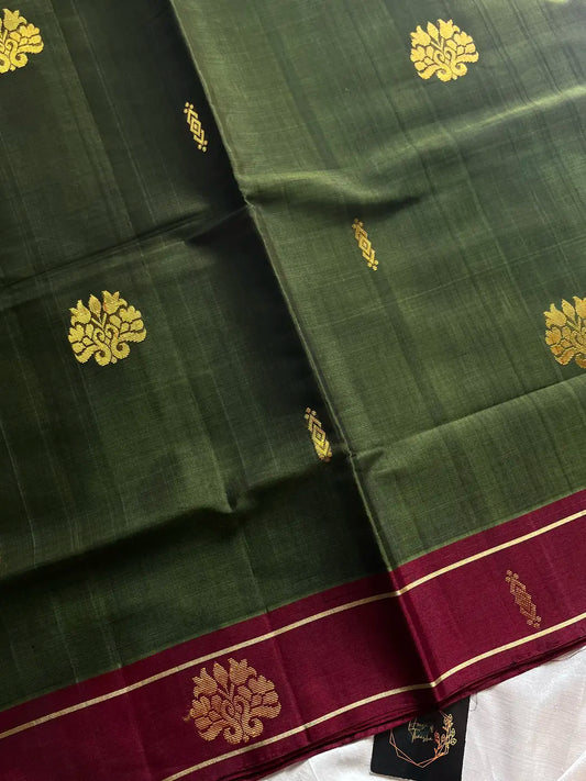 Vegan Silk Saree – Mehandi Green Handloom Art Silk