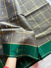 Vegan Silk saree – Grey Checked Handloom Art Silk Saree